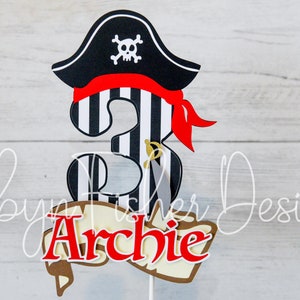Pirate Cake Topper!  Customized with Name and Age!  Perfect to celebrate your little Matey!