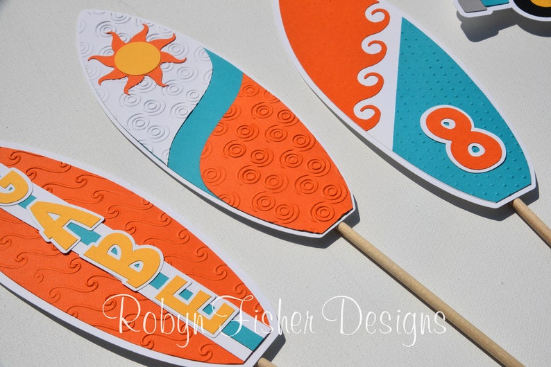 Surfer Boy Birthday 7pc Centerpiece Pool or Summer Party! Surf Perfect for your Beach