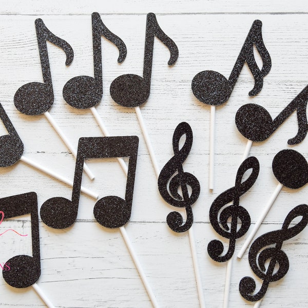 Music Notes Cupcake toppers!  Set of 12!  Music Theme - Treble Clef, Sheet Music, Band, Orchestra, Musician