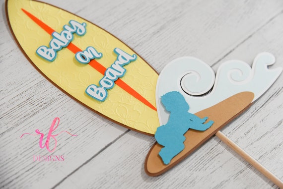 Editable Baby on Board Baby Shower Sprinkle Surf Surfing 