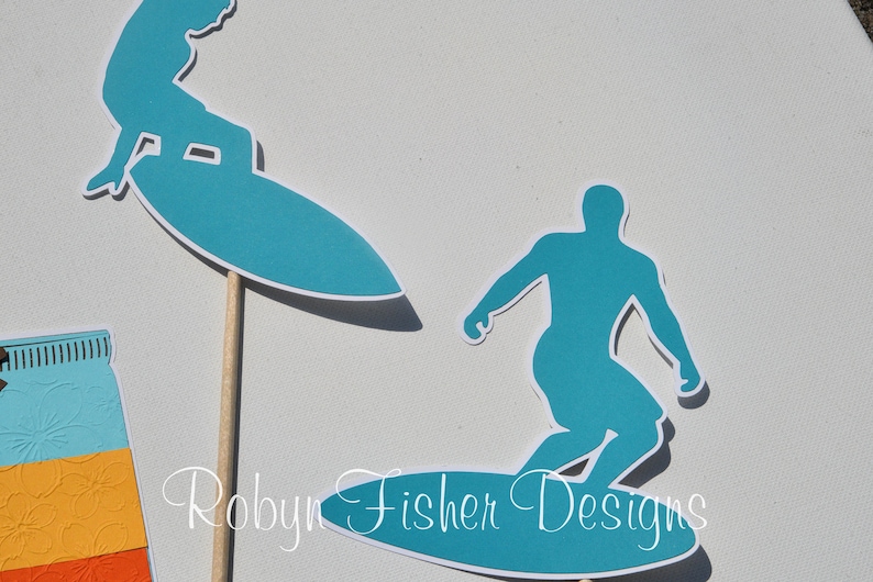 Surfer Boy Birthday 7pc Centerpiece Pool or Summer Party! Surf Perfect for your Beach