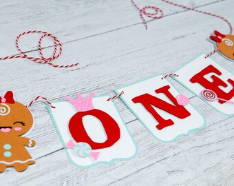 Girl Gingerbread Birthday Banner | Sweet One | Two Sweet | Candyland