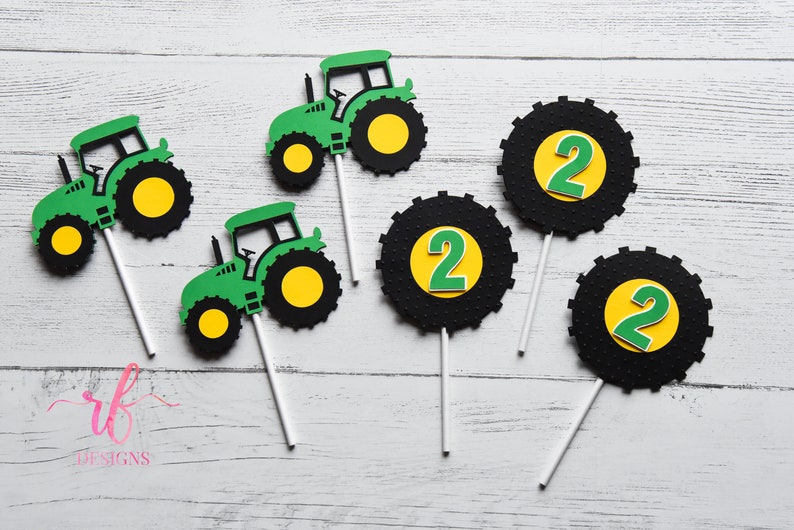 Tractor John Deere Inspired Cupcake Toppers Customized With - Etsy