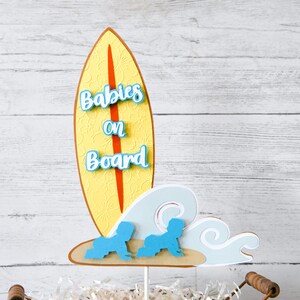 Babies On Board Cake Topper | Twins Surf theme baby shower