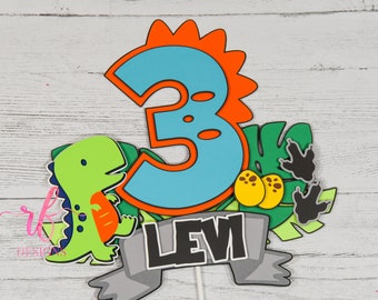Dinosaur Cake Topper - Customized with DINO-Age and Name!  RAWR!!!