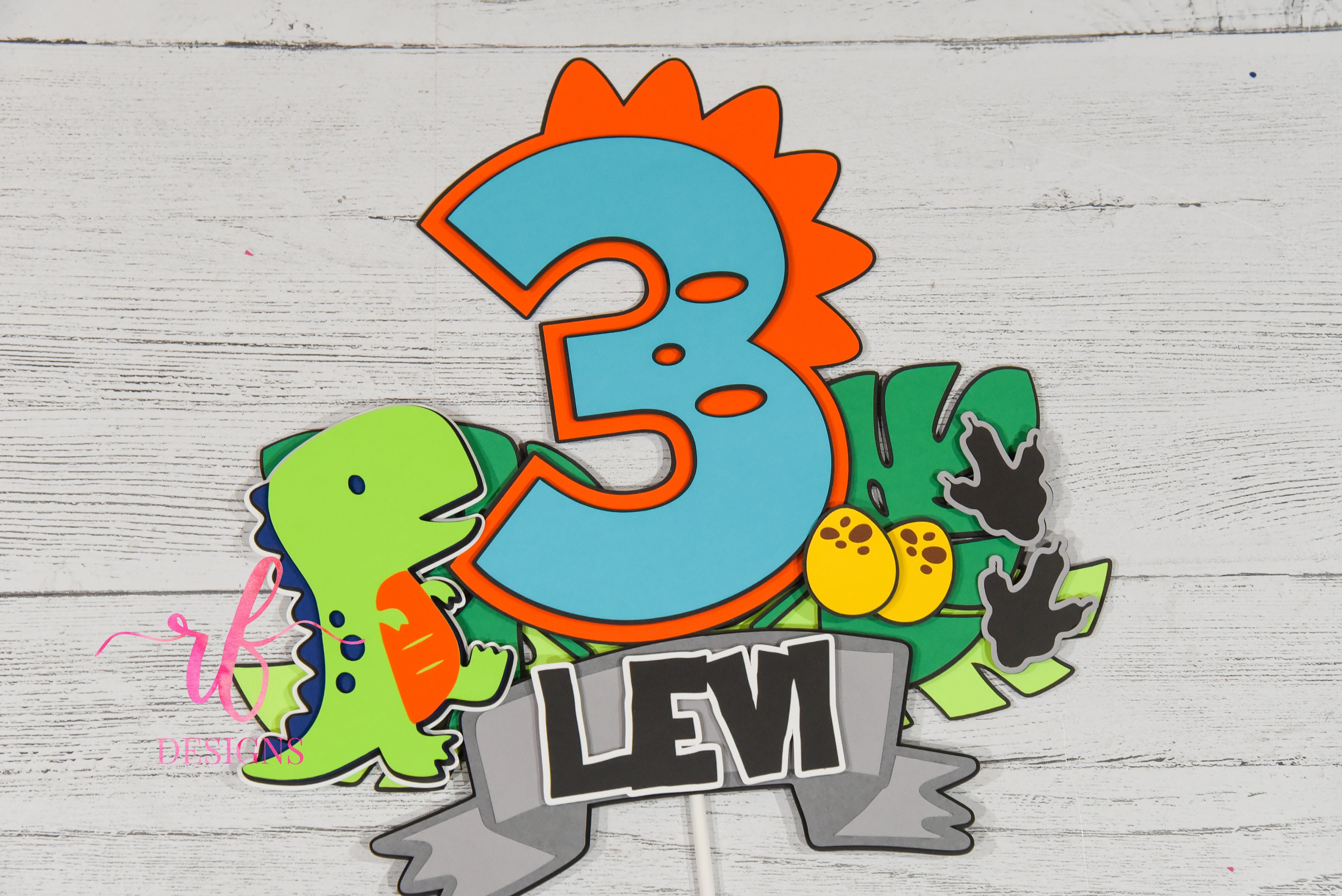 Dinosaur Cake Topper Customized with DINOAge and Name Etsy