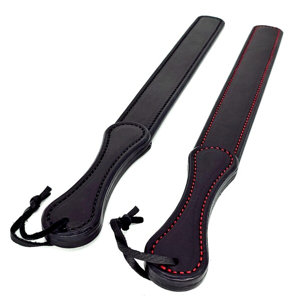 レザー縫製ストラップ - 2層ステッチスパンキングストラップ - 長さ18インチ（46 cm）