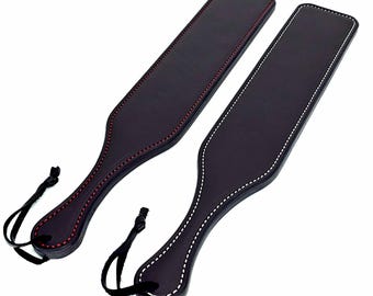 18" Classic Leather BDSM Spanking Paddle - 3 Layers Thick - Spring Steel Reinforced Handle