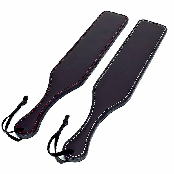 18" Classic Leather BDSM Spanking Paddle - 3 Layers Thick - Spring Steel Reinforced Handle