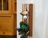 Walnut Magnetic Bottle Opener and Cap Catcher with Maple Accents