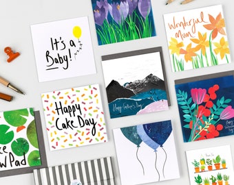 Any 4 Cards for 10.50 | Choose Your Own Cards  | Mix and Match Card Bundle | Illustrated Card Pack | Birthday Card Pack