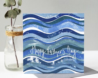 Abstract Fathers Day Card Card | Sea Landscape Water Happy Father's Day Card UK | Nature Card for Dad | Blank Father's Day Card