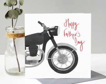 Father's Day Card Motorbike | Happy Father's Day Dad, Father, Grandad | Father's Day Bike Card for Him UK | Bike Card for Dad