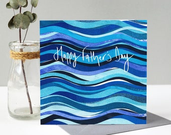 Waves Father's Day Card | Beach Waves Coast Card for Dad | Abstract Blue Dad Card | Coastal Seaside Father's Day Card