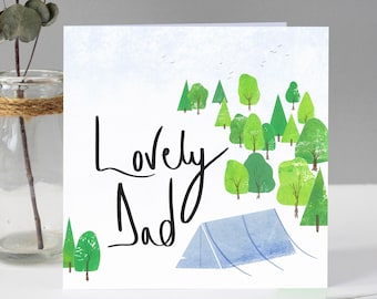 Lovely Dad Camping Card | Happy Father's Day Card UK | Camping Outdoors Nature Card for Dad | Blank Father's Day Card