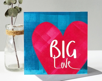 Big Love Valentines Card | Bold Love Heart Valentine's Day Card | Heart Card Celebrate Anniversary, Wedding or Engagement