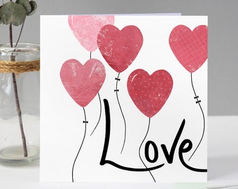 Love Balloons Valentines Day Card | Couples Anniversary, Wedding, Engagement Card | Love you Card for Wife Husband | Lots of Love Card