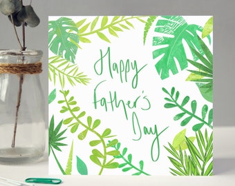 Father's Day Card Plants | Houseplants Happy Father's Day Dad, Father, Grandad | Blank Father's Day Card for Him