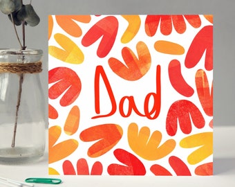 Orange Fathers Day Card | Patterned Happy Father's Day Card UK | Blank Father's Day Card