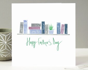Happy Father's Day Books Card | Happy Father's Day Dad, Father, Grandad | Bookworm Card for Dad | Blank Father's Day Card for Him