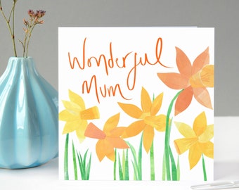 Wonderful Mum Daffodils Card | Happy Mother's Day Bunch of Daffodils Card |  Spring Flowers Mothers Day Card | Daffodil Card