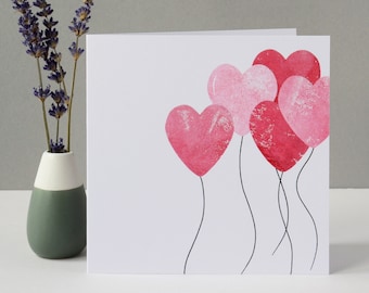 Cute Heart Balloons Card UK | Love Wedding Anniversary Card for Her, Girlfriend, Wife | Lots of Love Card