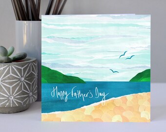 Beach Father's Day Card | Beach Outdoors Coast Card for Dad | Coastal Seaside Father's Day Card