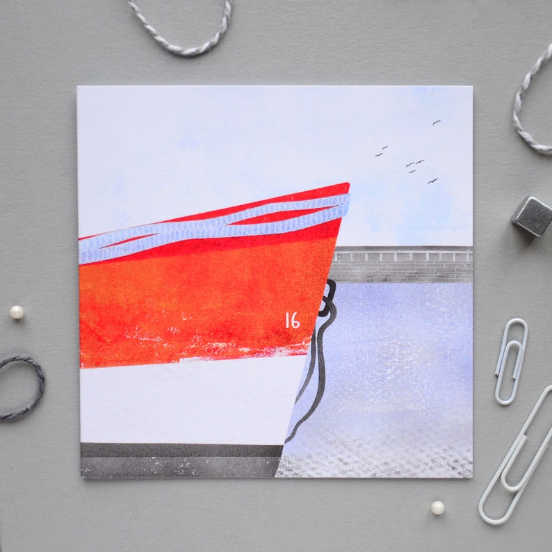 Cornwall Boat Card St Ives Shoreline Card Seaside Card Scandi Card image 8