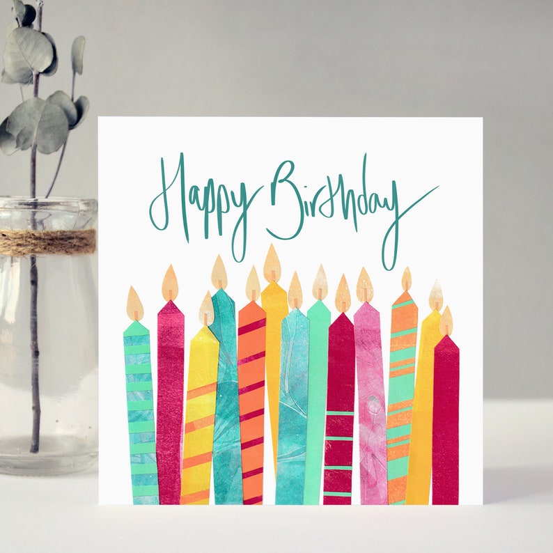 Happy Birthday Candles Card Birthday Candles Card Colourful Children's Birthday Card image 1
