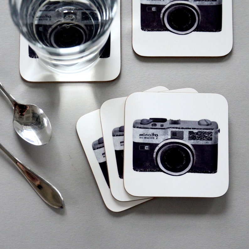 Camera Coaster Gift for Him Dad Coasters for Men Photography Gift image 1