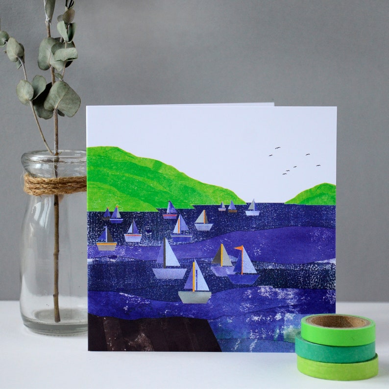 Boats Birthday Card Devon Coast Card Seaside Birthday Card Seaside Card for Her image 1