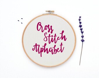 Alphabet pattern, 45 sts tall font chart, cross stitch Alphabet, modern embroidery, DIY quote chart - PATTERN ONLY (Rf:Alph56)