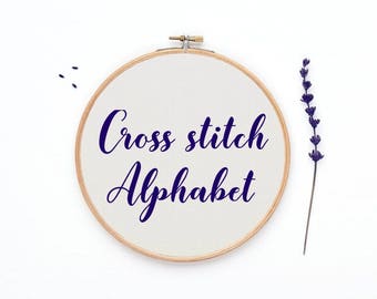 Cross stitch Alphabet pattern, 38 sts tall font chart, cross stitch letters, cross stitch quote, PATTERN ONLY (Rf:Alph68)