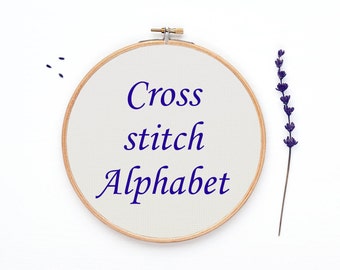 Cross stitch alphabet graph, 24 sts tall font chart, DIY cross stitch, hand embroidery pattern, - PATTERN ONLY (Rf:Alph10)