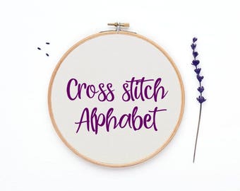 Cross stitch Alphabet pattern, 22 sts tall font chart, modern embroidery, beading, bead weaving, - PATTERN ONLY (Rf:Alph92)