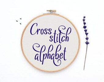 Cross stitch Alphabet pattern, 30 sts tall font chart, cross stitch letters, cross stitch quote, PATTERN ONLY (Rf:Alph91)