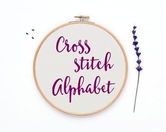 Cross stitch Alphabet pattern, 33 sts tall font chart, cross stitch letters, DIY cross stitch pattern, Jpg, Pdf (Rf:Alph76)