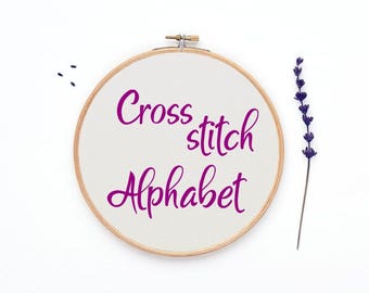 Cross stitch Alphabet pattern, 30 sts tall font chart, cross stitch letters, cross stitch quote, PATTERN ONLY (Rf:Alph80)