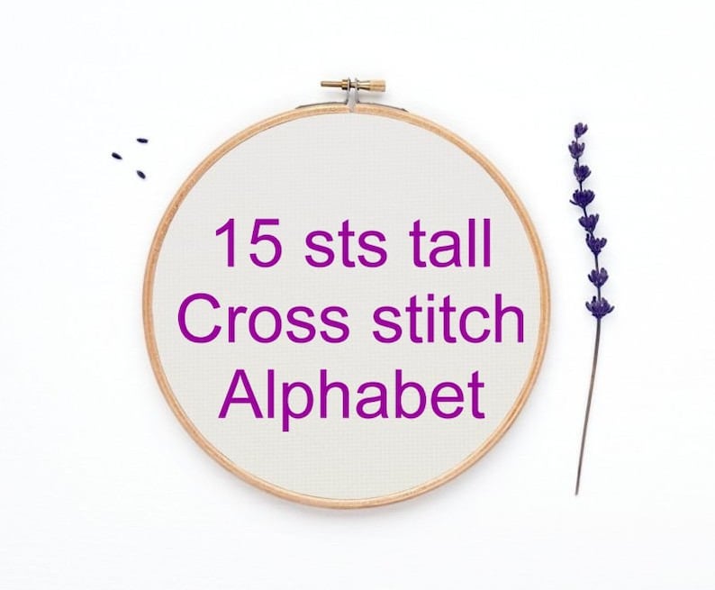 Cross stitch alphabet pattern bead weaving 15 sts tall font chart Pdf Rf:Alph83 PATTERN ONLY loom weaving hand embroidery letters