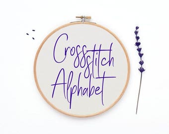 Cross stitch Alphabet pattern, 40 sts tall font chart, cross stitch letters, DIY cross stitch pattern, Jpg, Pdf (Rf:Alph90)
