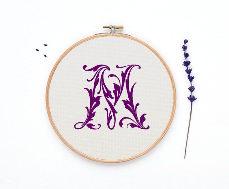 Cross Stitch Letter M Graph Monogram Letter Cross Stitch Etsy
