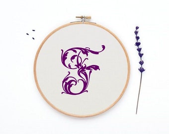 Cross stitch letter F chart,  monogram letter cross stitch pattern, Letters counted graph, 98 sts tall letter - PATTERN ONLY (Rf:Alph29/F)