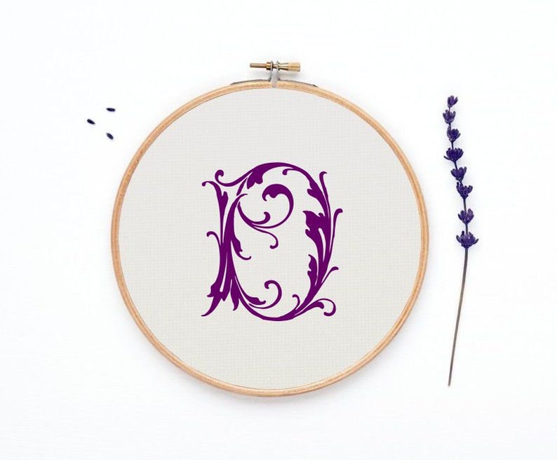 Monogram Letter D Cross Stitch Pattern Cross Stitch Letter Etsy