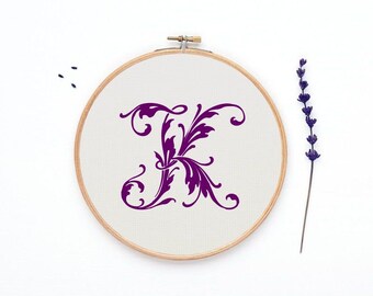 Cross stitch letter K chart,  monogram letter cross stitch pattern, Letters counted graph, 98 sts tall letter - PATTERN ONLY (Rf:Alph29/K)