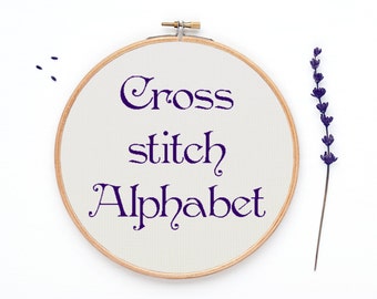 Alphabet cross stitch pattern, 24 sts tall font chart, hand embroidery, DIY cross stitch quote chart - PATTERN ONLY (Rf:Alph53)