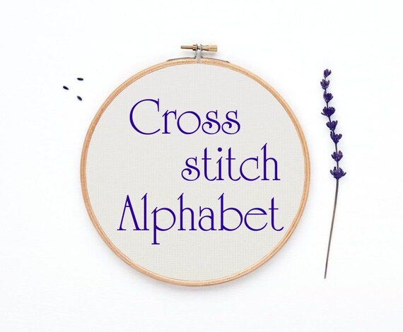 Cross stitch Alphabet 40 sts tall font chart modern cross stitch pattern hand embroidery cross stitch font PDF - Rf:Alph102
