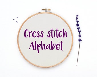 Alphabet cross stitch pattern, 25 sts tall font chart, hand embroidery font, DIY cross stitch quote - PATTERN ONLY (Rf:Alph52)