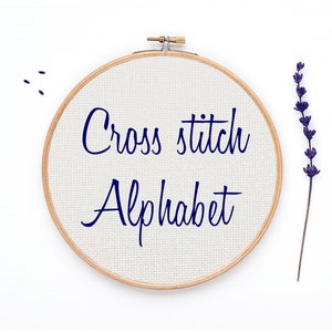 Cross stitch alphabet pattern, 24sts tall font chart, quote cross stitch, filet crochet, PDF -  (Rf:Alph109)