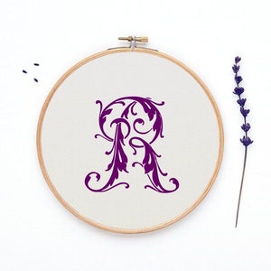 Cross stitch letter chart,  monogram letter cross stitch pattern, Letters counted graph, 98 sts tall letter - PATTERN ONLY (Rf:Alph29/R)