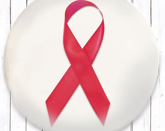 AIDS ribbon button in 3 sizes of your choice